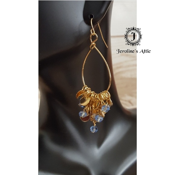 Spring Street Blue Glass Beaded Hoop Earrings - Picture 3 of 3